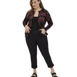 Torrid Crop Aviator Skinny Twill Mid-Rise Pants Black Womens 22 Pre-Owned